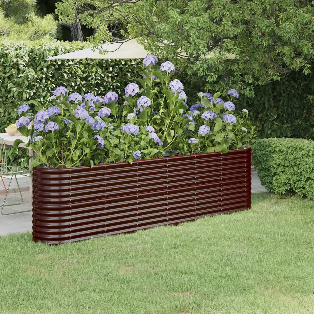 Fioriere | Cassetta per fiori | Letto Giardino Acciaio Zincato 260x40x68cm Marrone