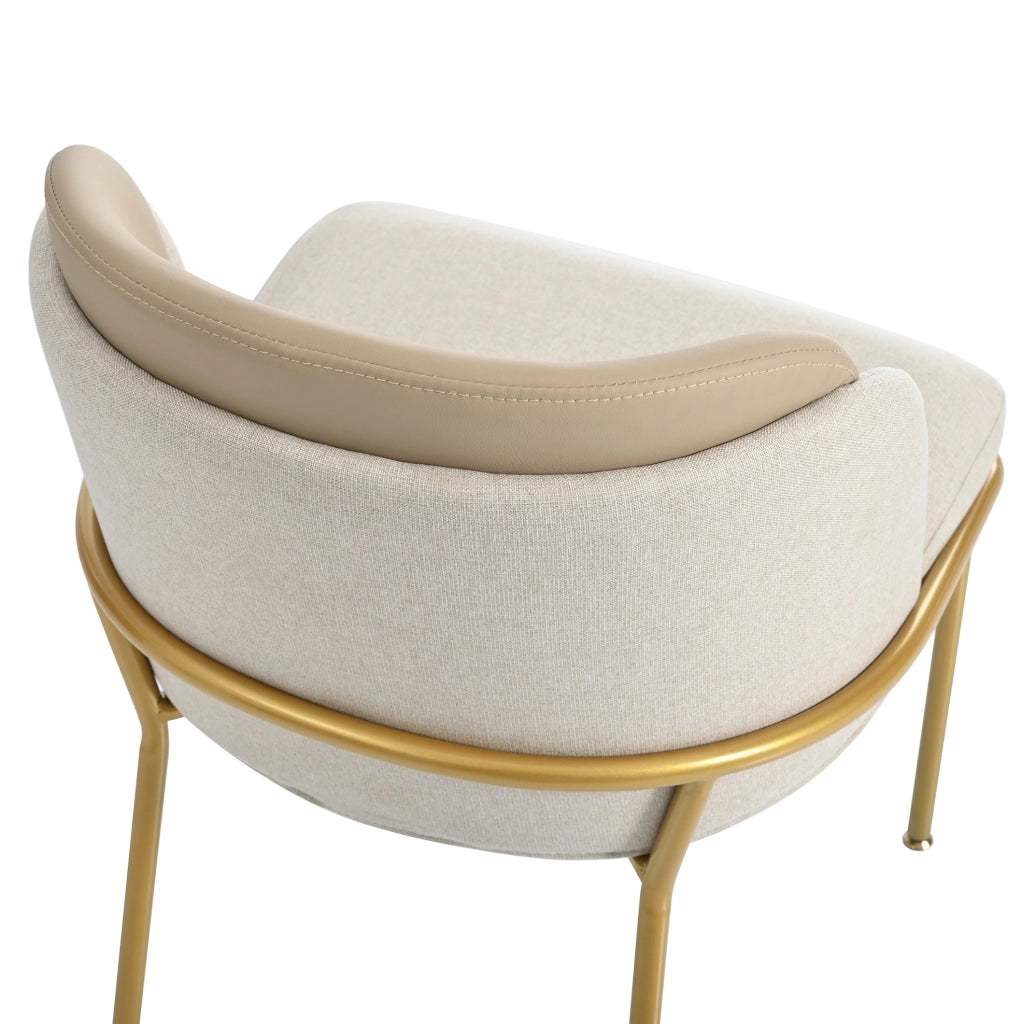 Sedia da pranzo con schienale ergonomico e piedini regolabili in legno e metallo; beige e khaki