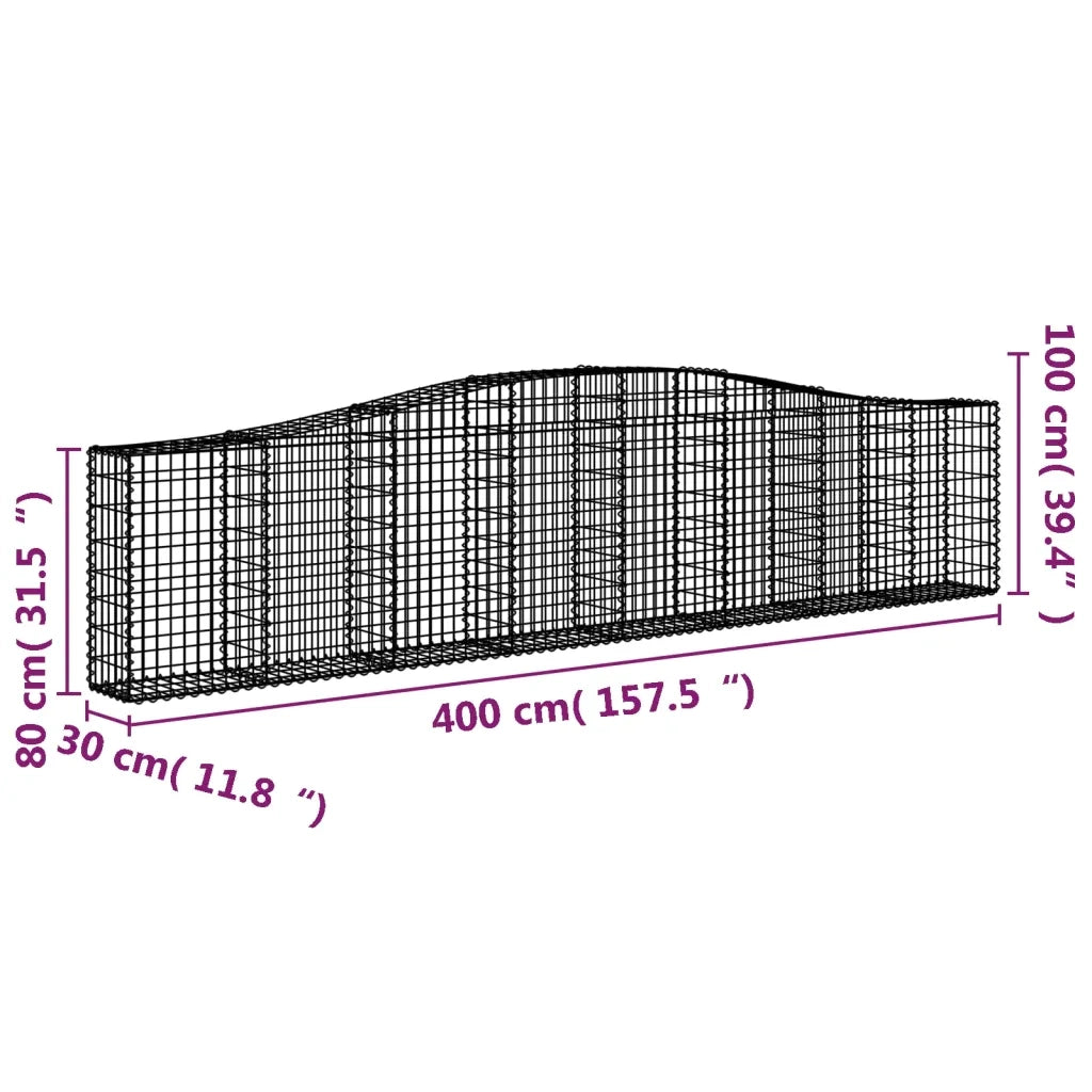 Cesti Gabbioni ad Arco 20 pz 400x30x80/100 cm Ferro Zincato 3145823