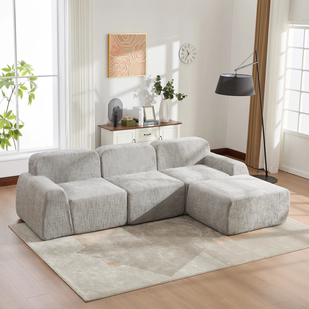 Divano senza struttura in chenille grigio