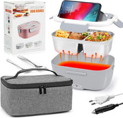 Lunchbox elettrica 15 l con cucchiaio e sacchetto termico - Ciotola riscaldata - 12 V/24 V/220 V - Auto camion scuola ufficio - Cassetta termica in acciaio inossidabile - Pasti caldi