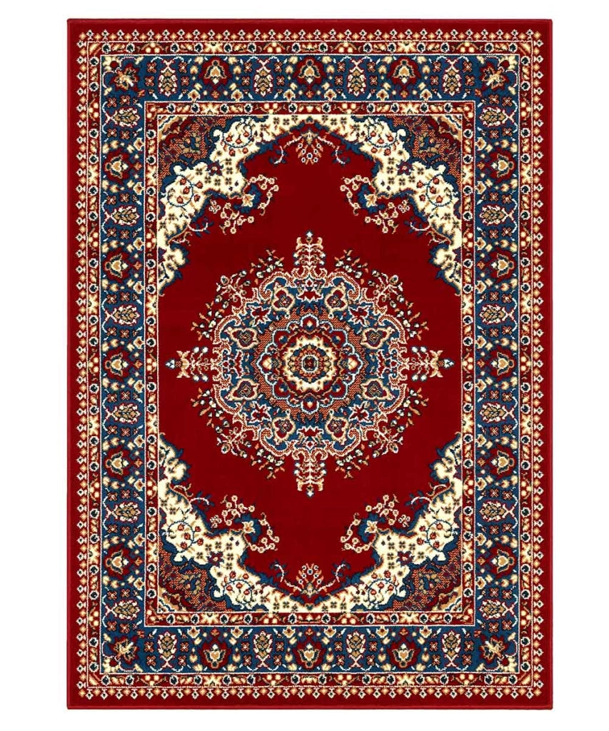 Tappeto P4480 rosso cm.240x330 disegno persiano medaglione tradizionale, economico resistente facile da pulire