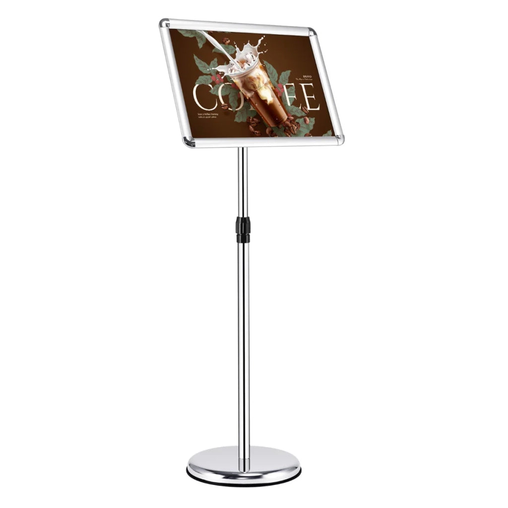 Set di 2 porta poster A3 autoportanti (33 x 45 cm) altezza regolabile a 360 gradi design moderno in alluminio grigio 20_0012476
