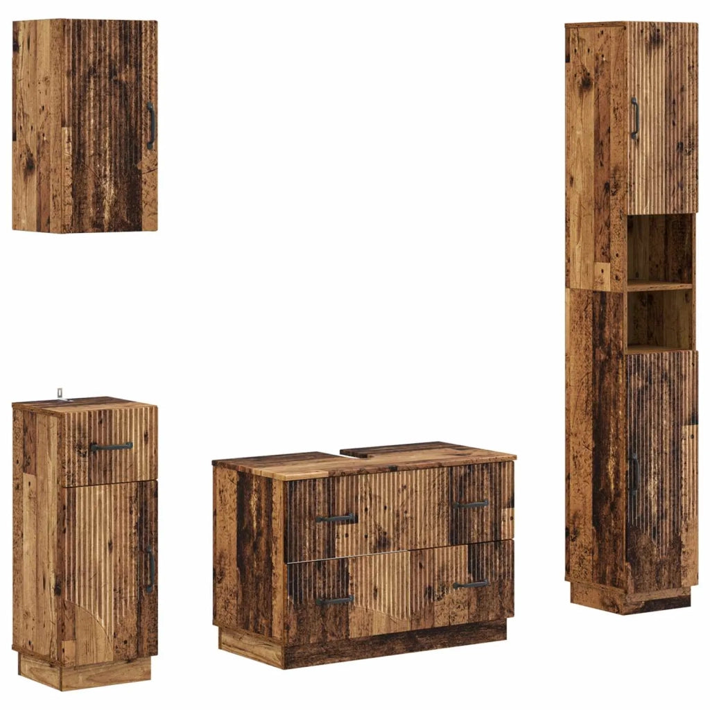 Set di Mobili da Bagno da 4 Pezzi HOORN Legno antico 3417961