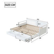 Letto giorno due in uno - Xylo - 90x200cm o 180x200cm - Bianco - Pino con cassetti e letto nido