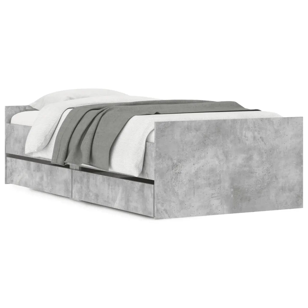Letto singolo | Letto per adulti | Giroletto con Cassetti Grigio Cemento 100x200 cm