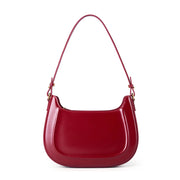 Borsa a tracolla da donna in vera pelle, modello Crescent, alla moda, colore rosso.