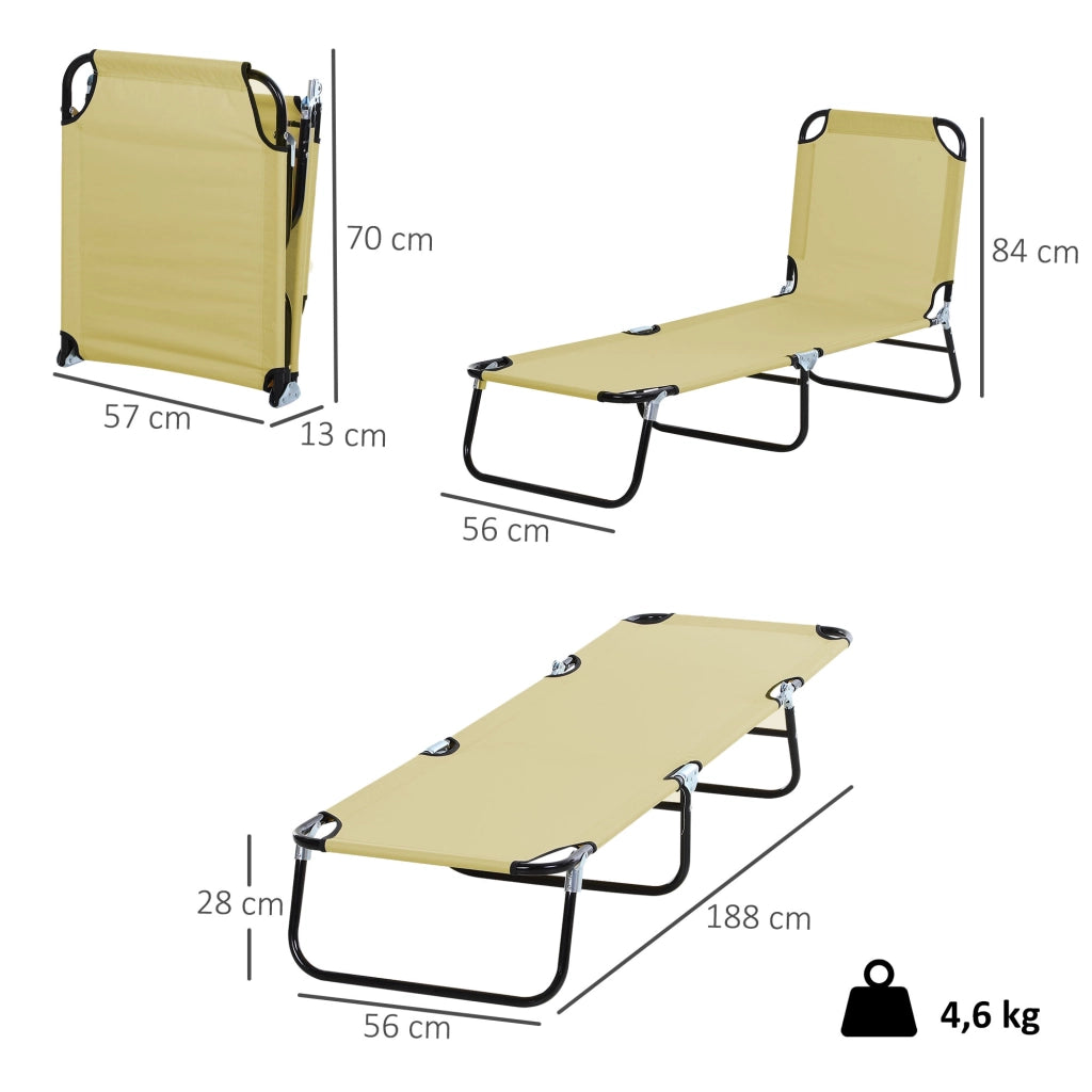 Poltrona Pieghevole Reclinabile a 5 Posizioni ¨C Zephmum ¨C Beige 188x56x28 cm