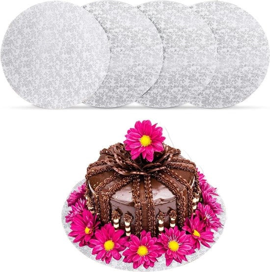 Piatti per torta a forma di cerchio 30 cm - set di piatti per torta per matrimoni e feste di compleanno - 4 pezzi
