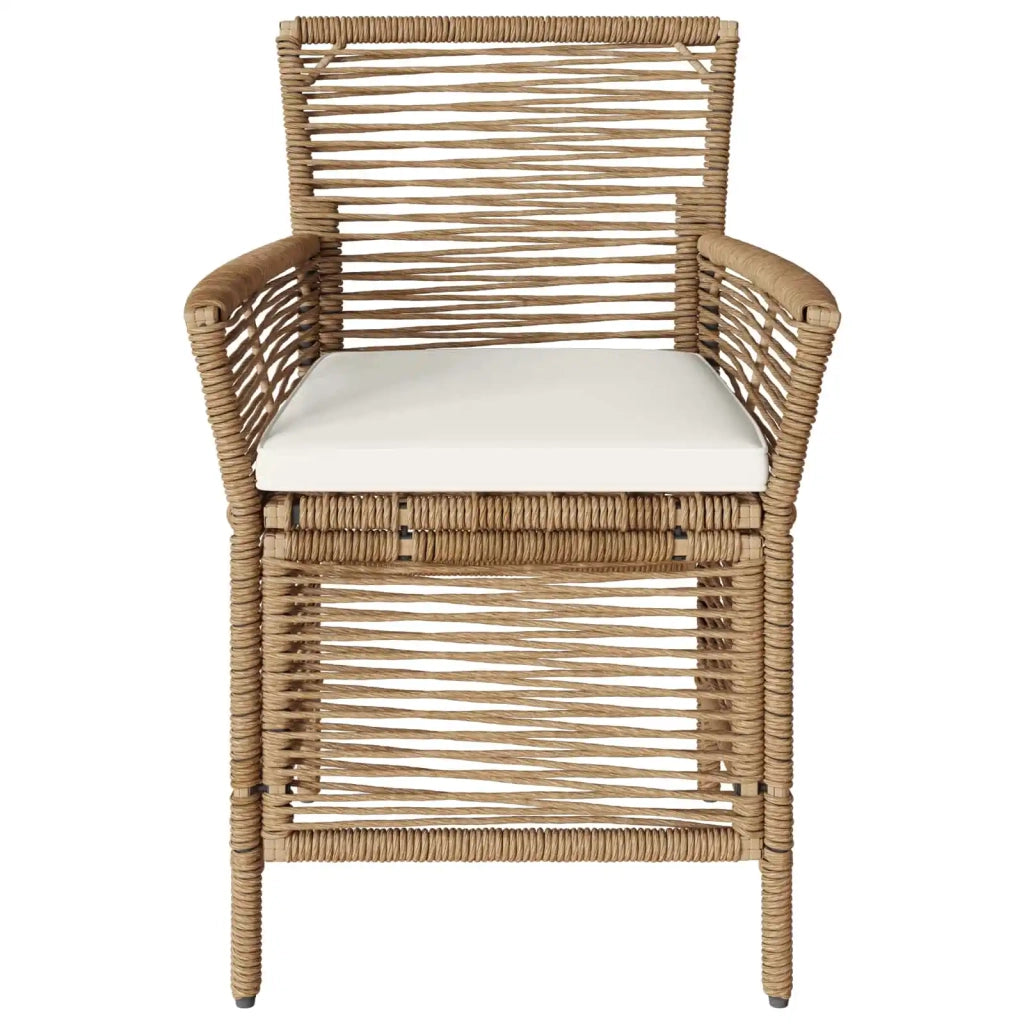 Sedia da esterno con cuscino 2 pcs Beige e Crema polyrattan