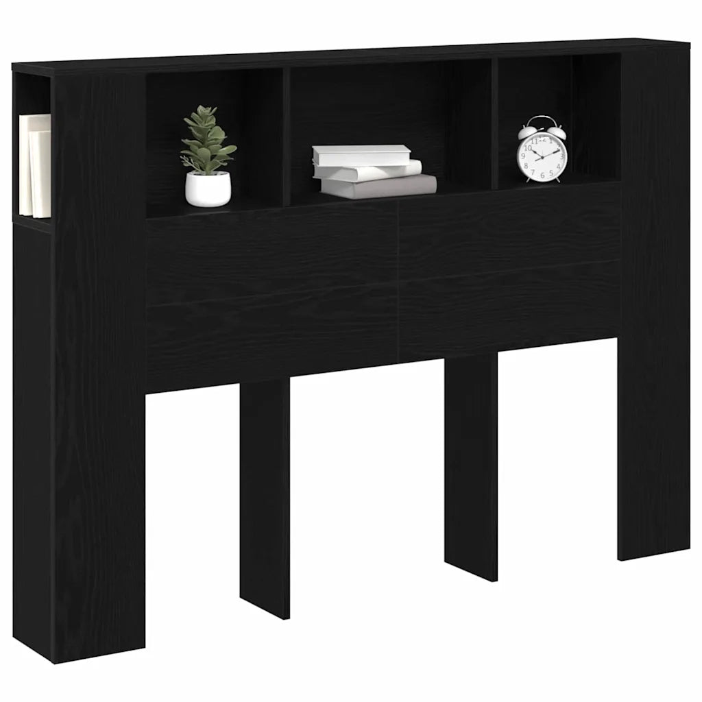 Testata del letto-Testiera con Contenitore Rovere Nero 140 x 19 x 104,5 cm