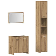 Set Mobili da Bagno | Armadio da bagno 3 pz Rovere Artigianale Legno Multistrato
