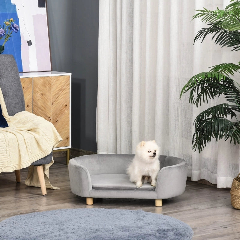 DIVANO PER ANIMALI 86 x 55 x 33 cm Velluto Grigio per cani e gatti piccoli