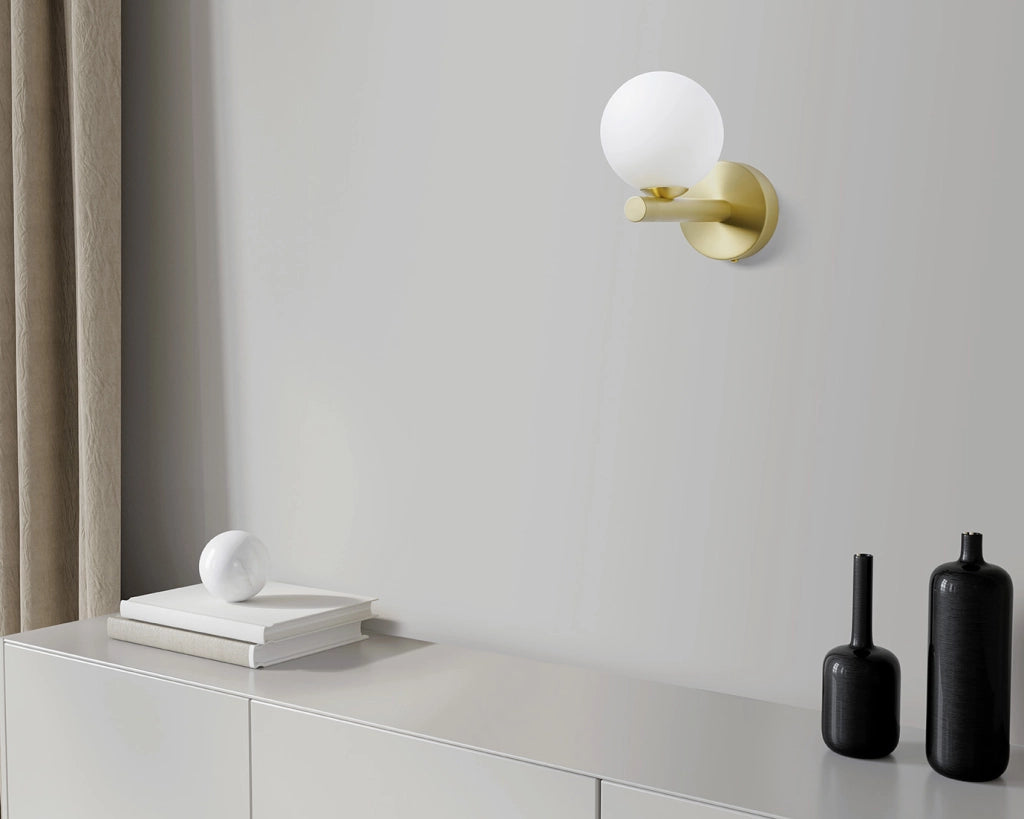 POMI' APPLIQUE A PARETE 1 LUCE ORO SPAZZOLATO ATTACCO G9 L.17CM