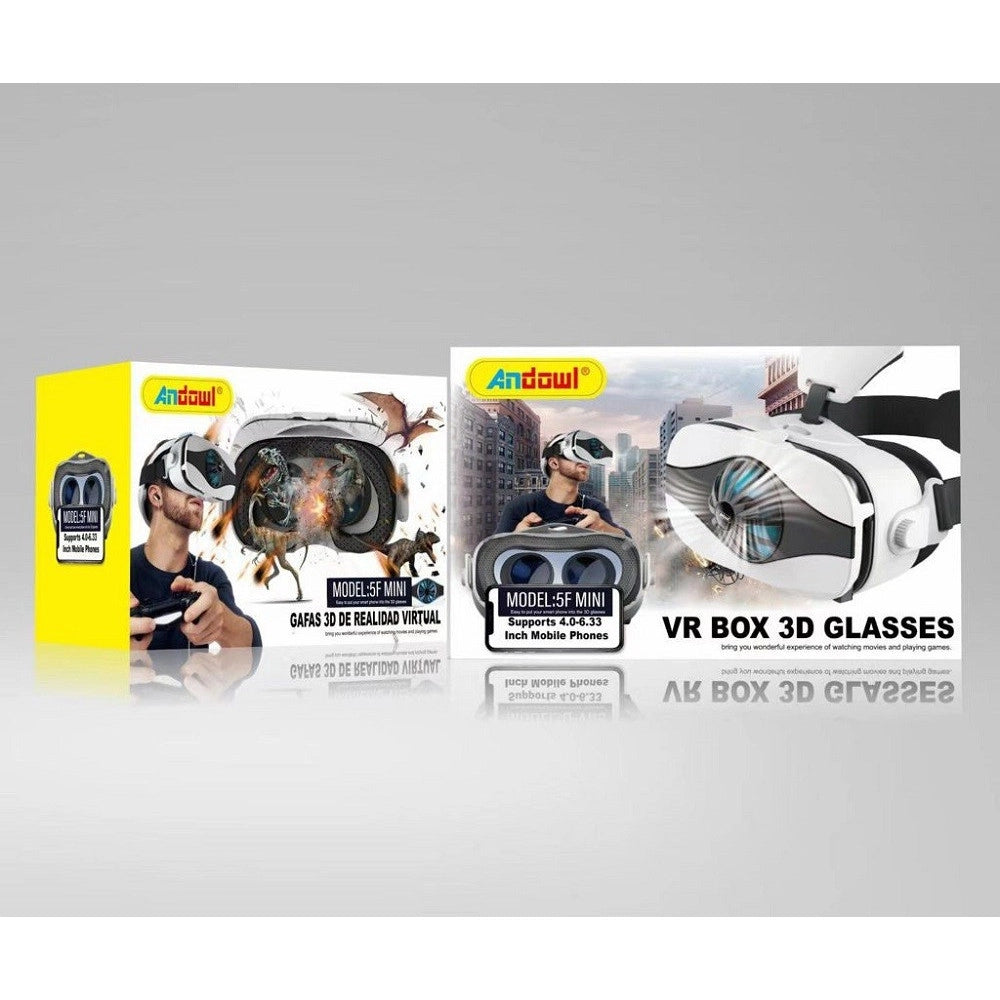 Trade Shop - Occhiali 3d Per Realtà Virtuale Fiit Vr Box 5f Mini Con Cuffie Smartphone 4"-6,3" -