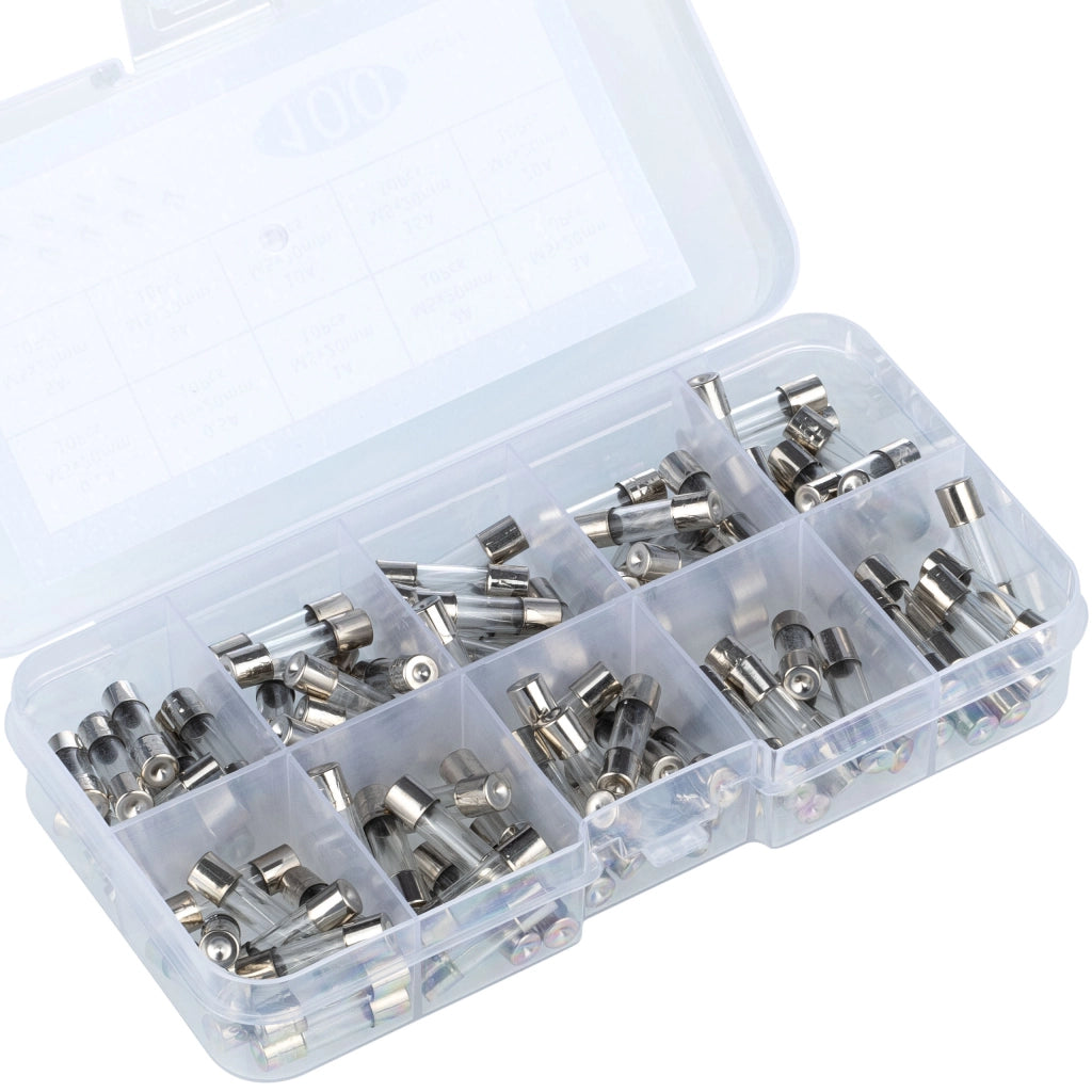 Set di Fusibili Vetro WTA 5x20mm – 100 Pezzi 0.2A-20A | Alta Qualità, Protezione Rapida