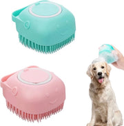 Spazzola per animali - Spazzola per cani - Dispensatore di shampoo - Doccia - Bagno - Cane - Gatto - Cura della pelliccia - Scopa - Spazzola - Spazzola massaggiante - Riempiuto con gel doccia - Rosa+Blu - 2 pezzi