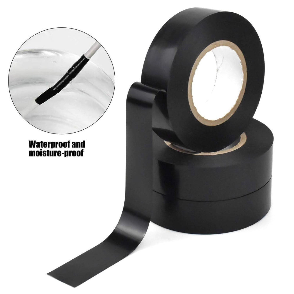 Trade Shop - Set 3 Rotolo Nastro Isolante Adesivo Nero In Pvc 19mm Per 20mt Autoestinguente -