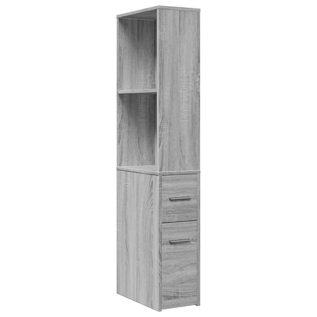 Armadietto da Bagno Stretto con Ruote Grigio Sonoma Truciolato 855300