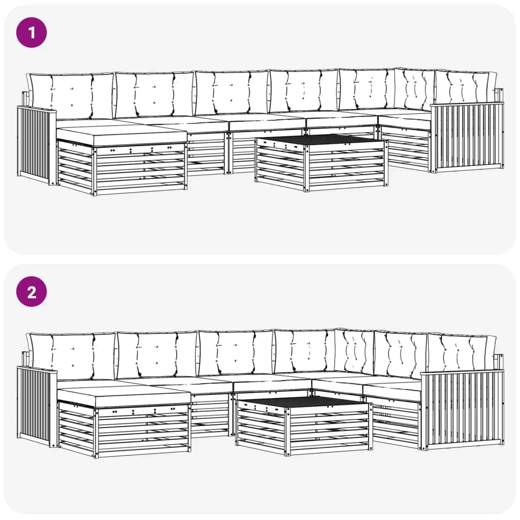 Set di divani da esterno 8 pz Bianco e Crema 3390880