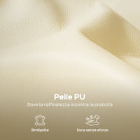 Poltrona da Salotto Moderna con Imbottitura Spessa Tasca Laterale e Rivestimento in Finta Pelle Beige