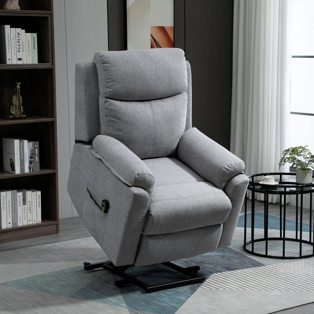 Poltrona Relax Alzapersona Elettrica Reclinabile ¨C Xylo ¨C Tessuto Grigio Chiaro con Poggiapiedi
