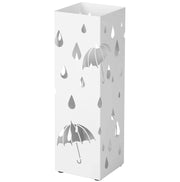 Portaombrelli In Acciaio Zincato Con Base Antiscivolo Vaschetta Scolapioggia E 2 Ganci Removibili Design Moderno Per Ingresso Casa E Ufficio 49 X 15.5 X 15.5 Cm Bianco