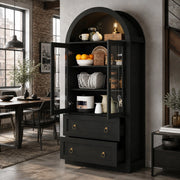 Vetrina ad arco nera con ante in vetro 80 × 36 × 170 cm