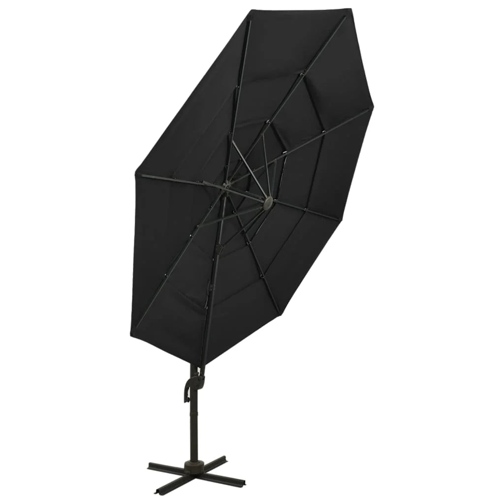 Ombrellone a quattro livelli con palo in alluminio 3 x 3 m nero 02_0008791