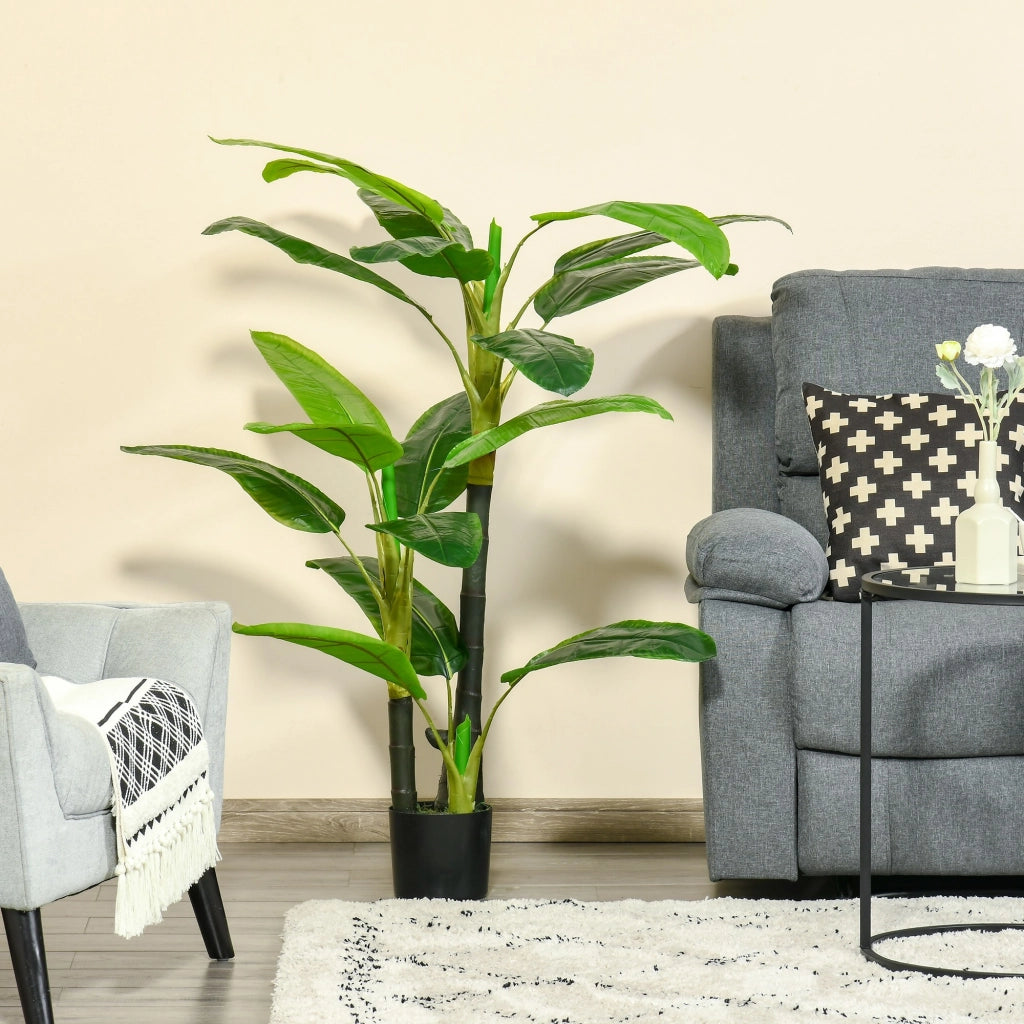 EasyComfort Banano Pianta in Vaso da 150cm, Albero di Banano Artificiale per Interno ed Esterno