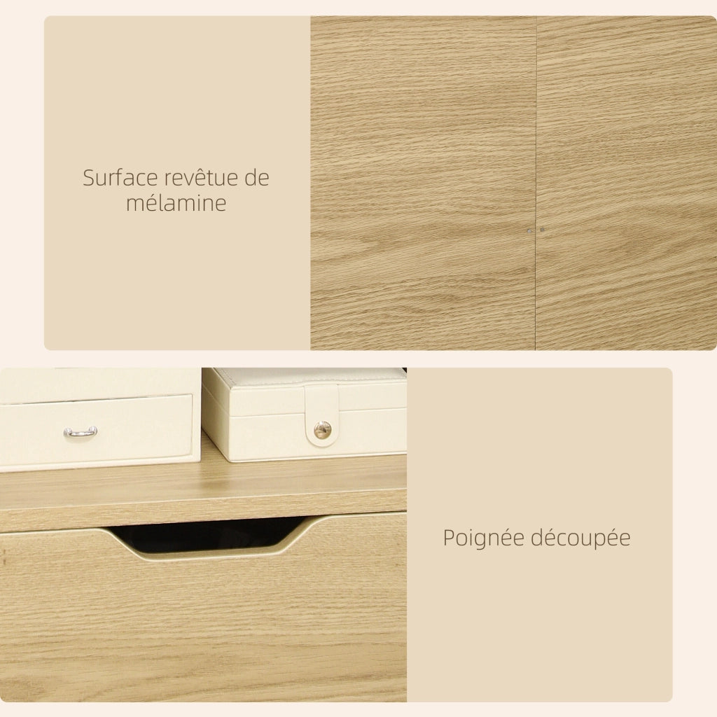Comodino con cassetto, nicchia e ripiani effetto legno ¨C zephmum ¨C naturale 45x35x73 cm