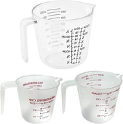 Set di 3 misuratori in plastica - Per cucinare e cuocere - Piccolo misuratore - Resistente al microonde - Misuratore facile da leggere per grandi tazze (250 ml 500 ml 600 ml)