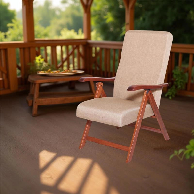 POLTRONA MIAMI NOCE BEIGE IN FAGGIO CON IMBOTTITURA POGGIATA SU CINGHIE SCHIENALE REGOLABILE IN QUATTRO POSIZIONI