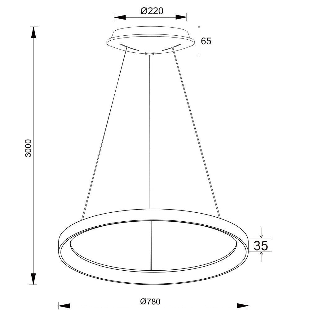 Trade Shop - Lampadario Pendente Led 60 Watt Cct Lampada Sospensione Circolare 78cm Luci 230v -