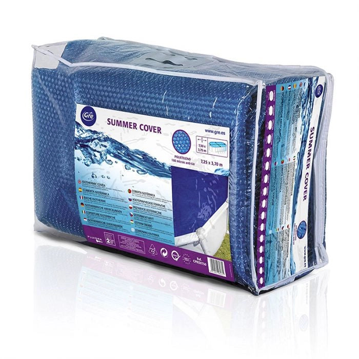 Copertura Isotermica Gre 6,72 X 4,45 M, Spessore 180 µ Per Piscine A Forma Di Otto 7,10 X 4,75 M Dimensione piscina: 5.00 X 3.40 m