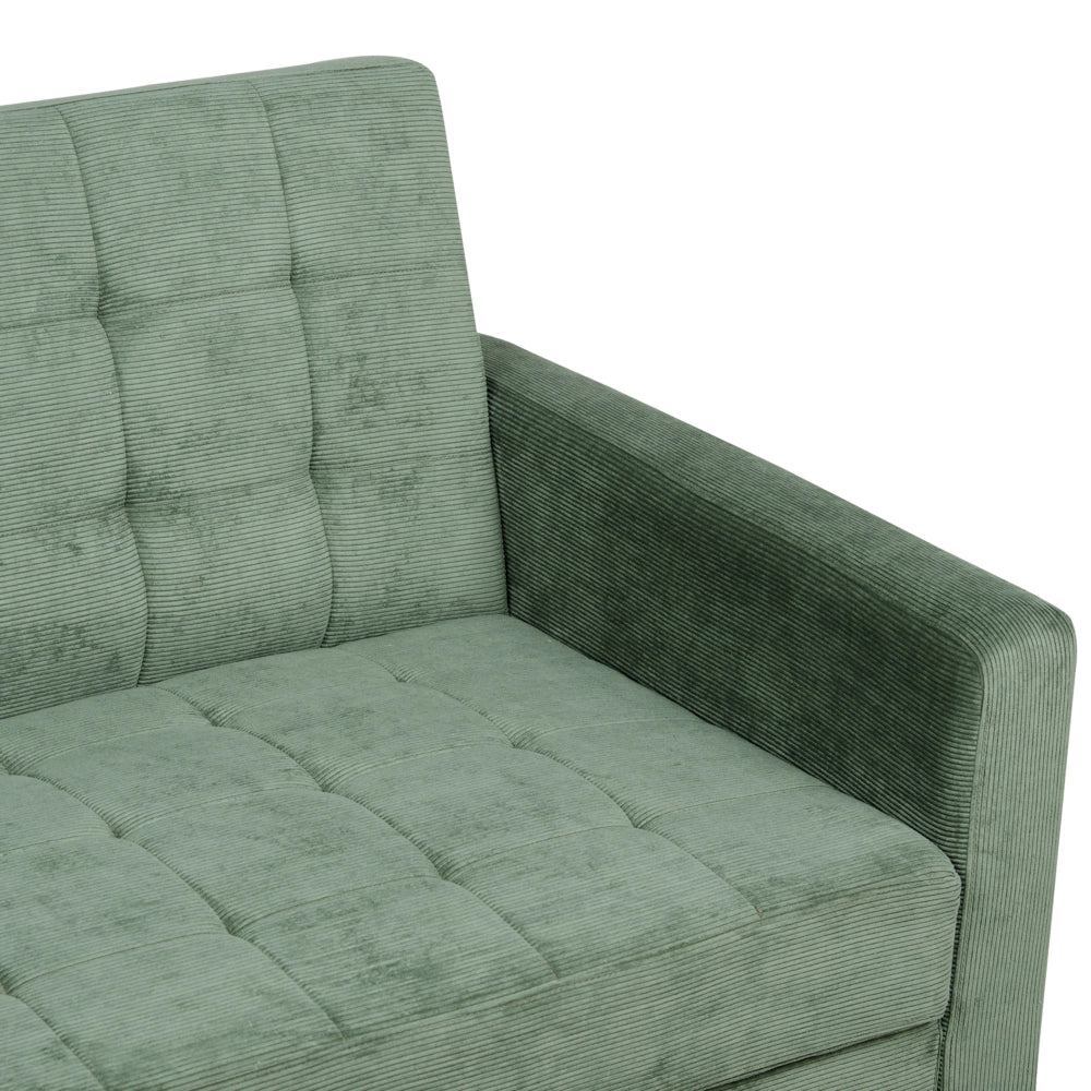 Divano letto in tessuto verde scuro 3 posti imbottito Trapuntato Click Clack
