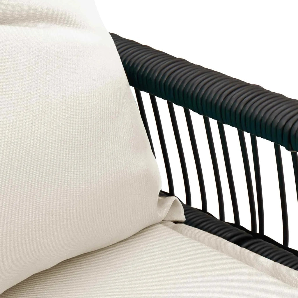 Panchina da esterno 4 pcs Nero e Bianco Crema polyrattan 42025160