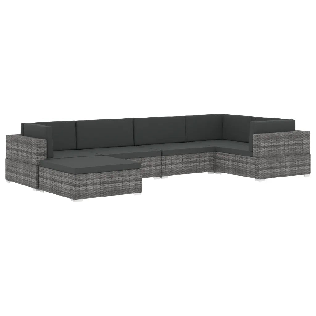 Poggiapiedi Modulare 1 pz con Cuscino in Polyrattan Nero 46802