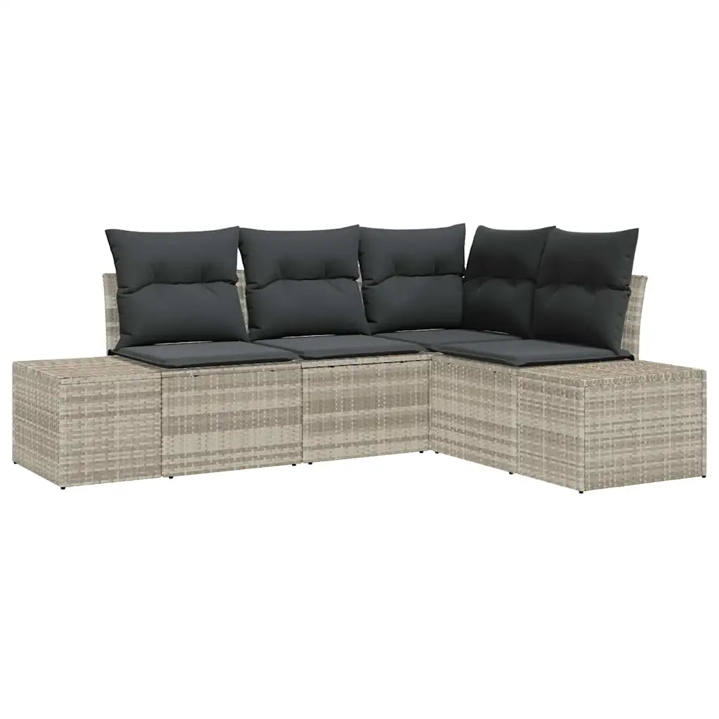 Set Divano da Giardino 4 pcs Grigio chiaro polyrattan 3347042