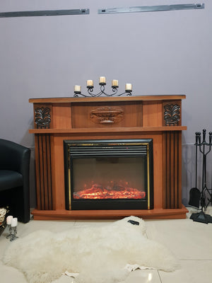 Camino Elettrico da Pavimento 96,3x120x31,8 cm Effetto Fiamma 1500W Roma mini & Mars Noce