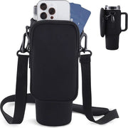 Supporto per Flaconi con Tasca, Adatto per Flessi Termici da 40 oz, Cintura Regolabile, Nero