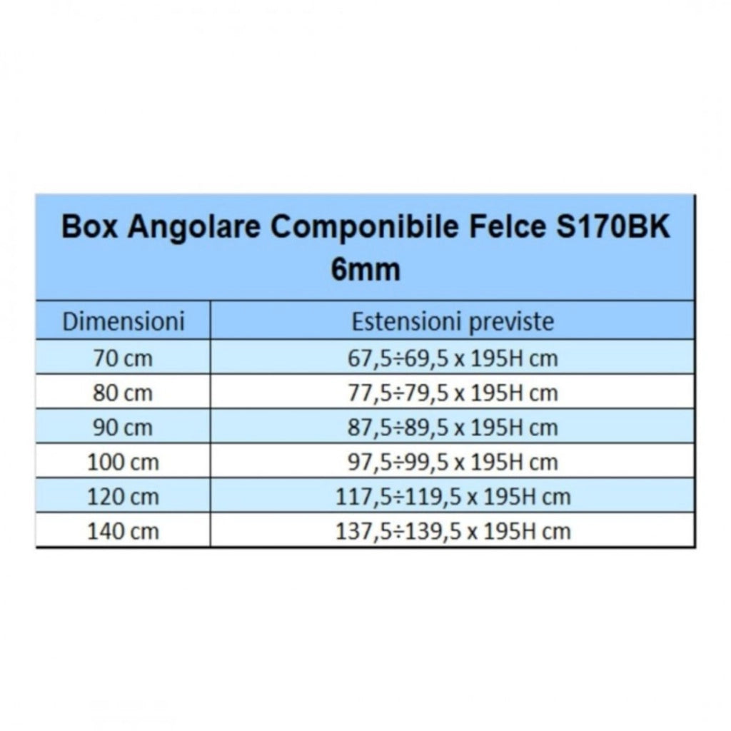 Cabina doccia angolare corner black cristallo 6 mm 70x140x195 cm