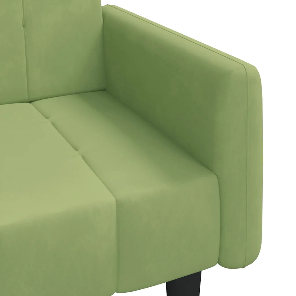 Divano Letto a 2 Posti Verde Chiaro in Velluto 375777
