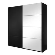 Armadio design 180cm. 2 porte con specchi modulari. Colore nero opaco. Collezione EOS