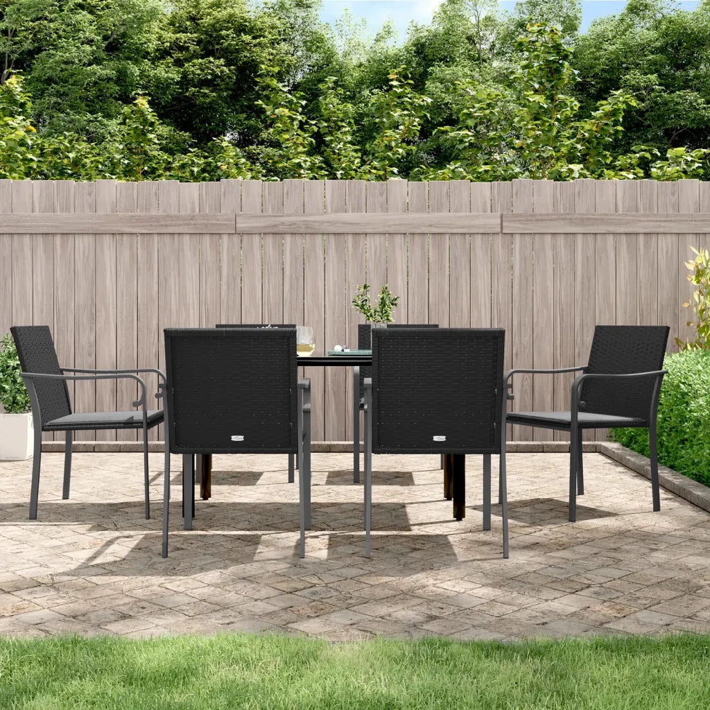 Set Pranzo da Giardino 7 pz con Cuscini in Polyrattan e Acciaiocod mxl 124521