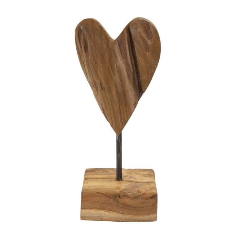 Scultura Cuore In Teak Ric. cm 10x10x25 (pezzi Unici - Non Ripiani In Serie)