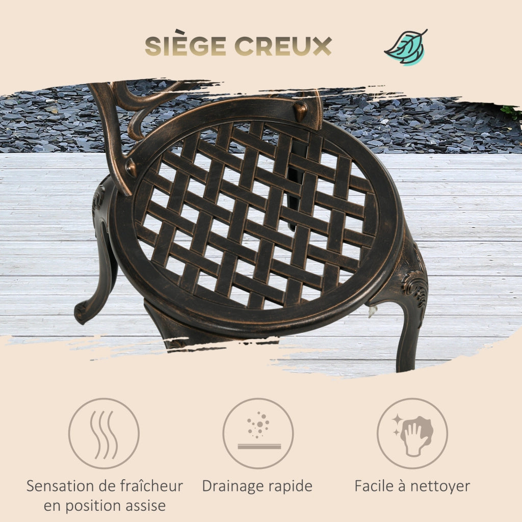 Set Giardino 2 Posti con Sedie e Tavolo Rotondo ¨C zephmum ¨C Fonte di Alluminio Bronzo