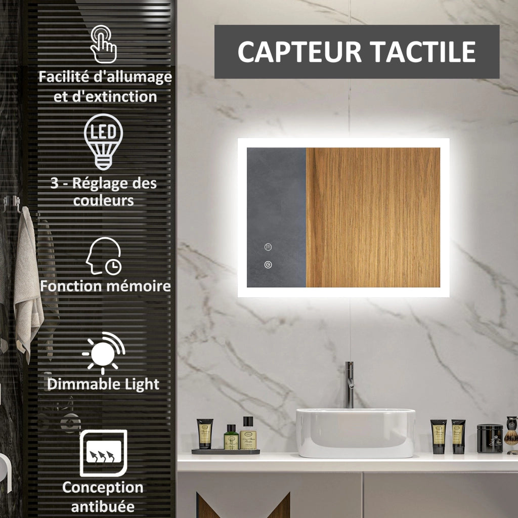 Specchio da Bagno LED ¨C zephmum ¨C Bianco 70x50 cm