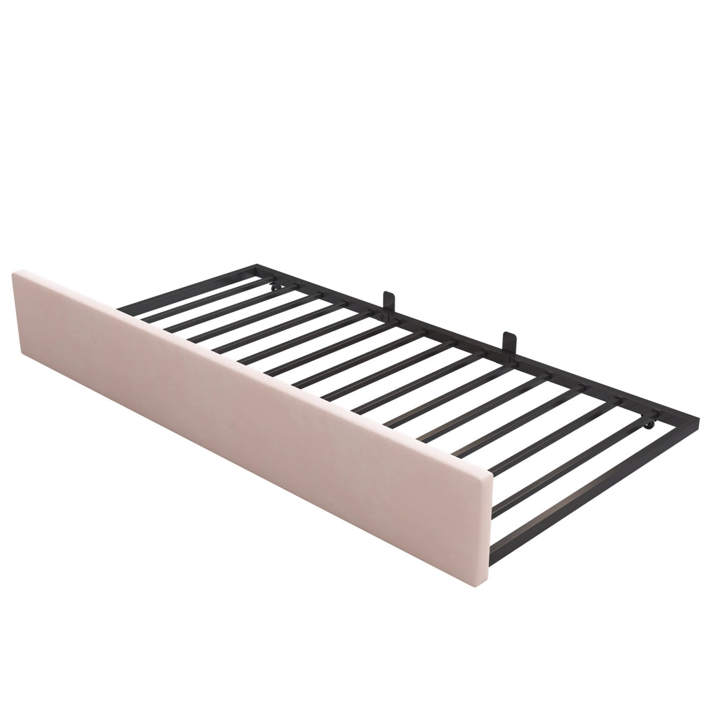 Letto da giorno 90x200 cm con letto estraibile 90x190 cm; velluto rosa