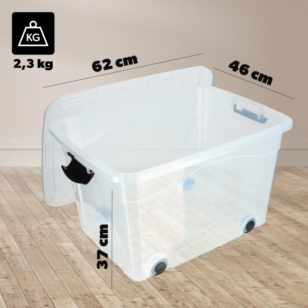 Contenitore per giocattoli KADAX, grande scatola con ruote, in plastica, grande 60 litri
